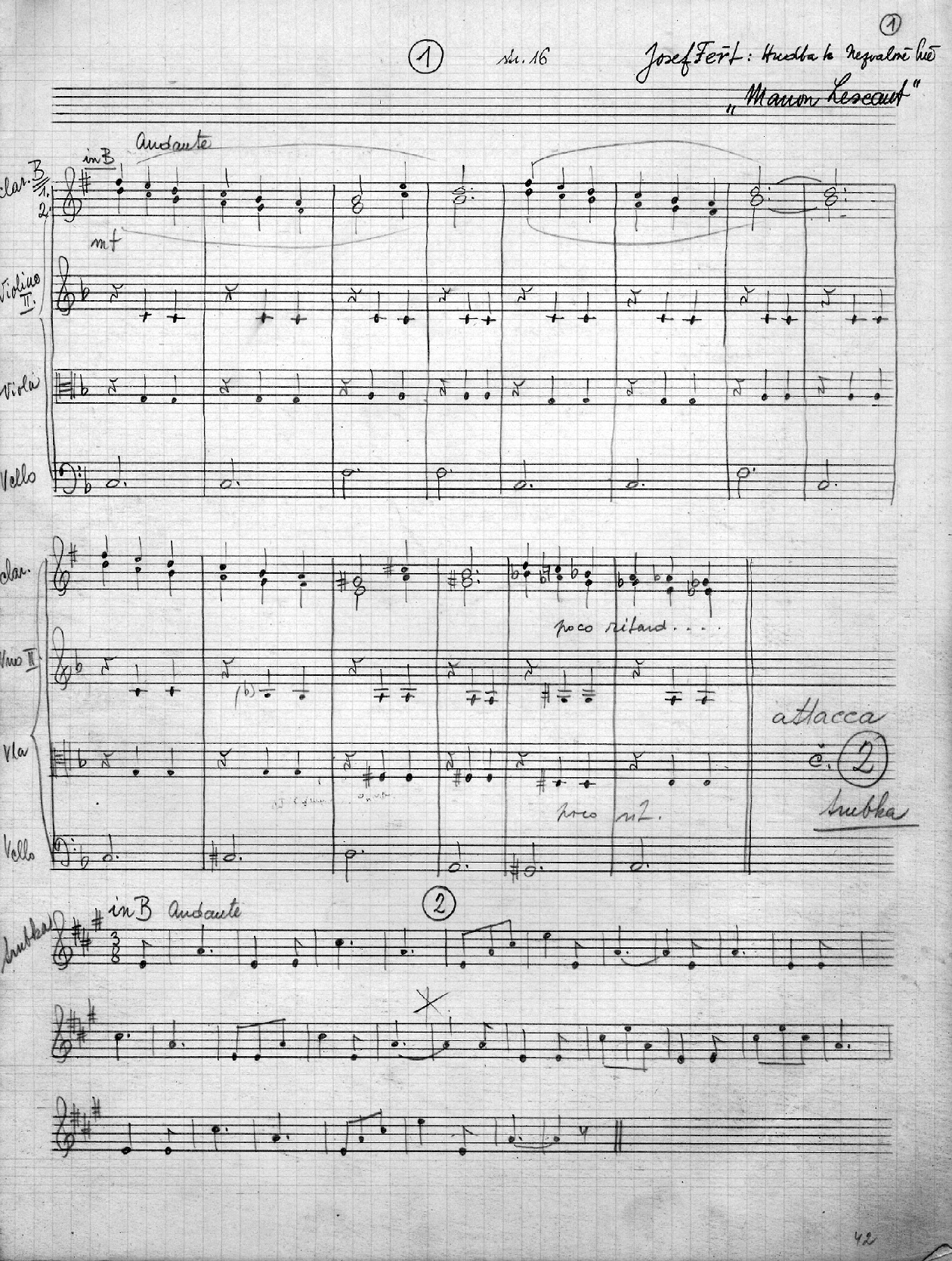 Z partitury k Manon Lescaut (pro Městské divadlo MB)